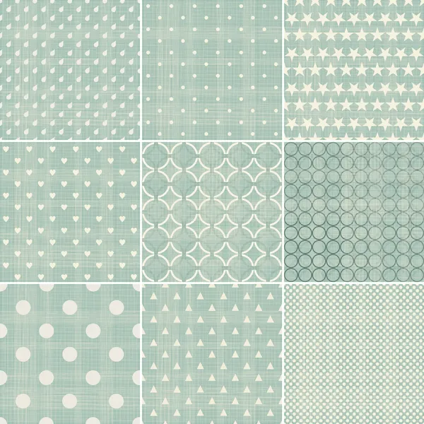 Set naadloos vervaagd blauwe retro polka dot patronen — Stockvector