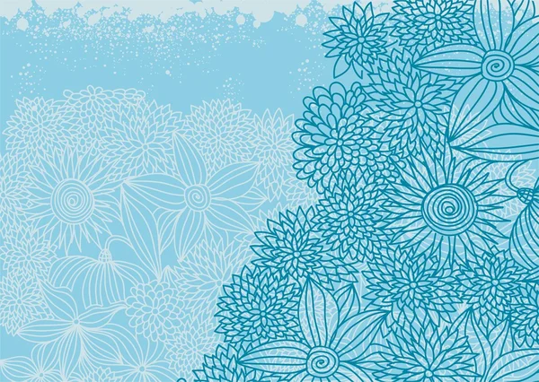 Carte florale avec fleurs bleues — Image vectorielle