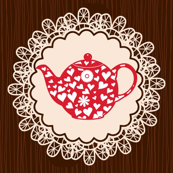 Retro heart teapot — Stock Vector