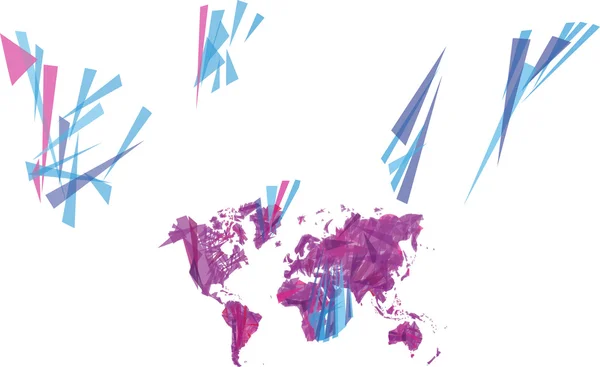 Konstnärlig karta över världen — Stock vektor