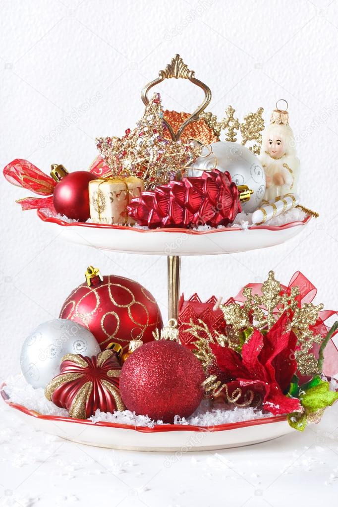 Cupcake Stand With Christmas Decorations Stock Photo C Lidante