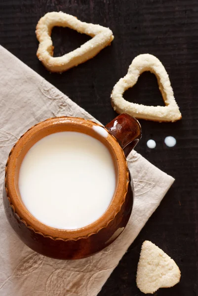 Mléko a soubory cookie. — Stock fotografie