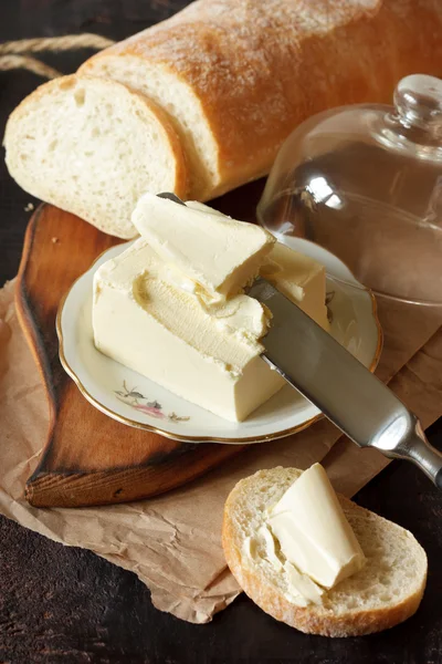 Pan y mantequilla. — Foto de Stock