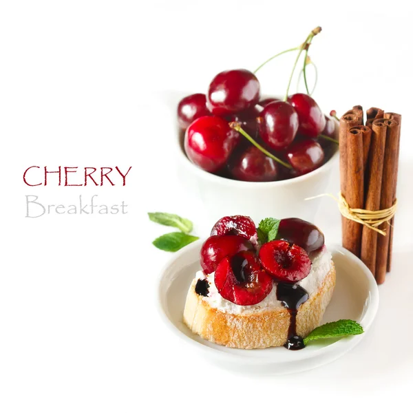 Cherry breakfast. — Stock Photo, Image