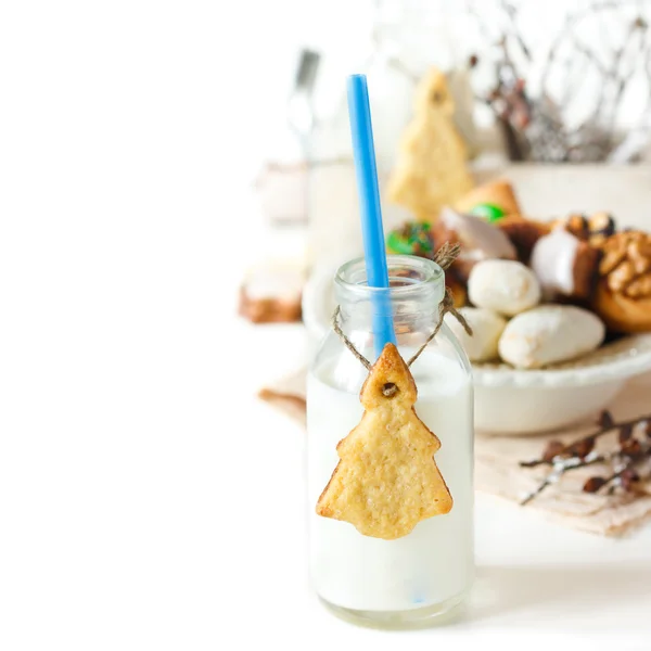 Milk and cookies. — Stock Photo, Image