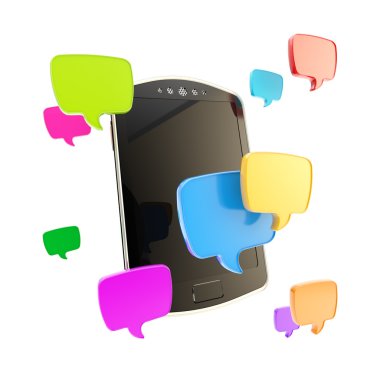 telefon sohbet simgeleri ile çevrili