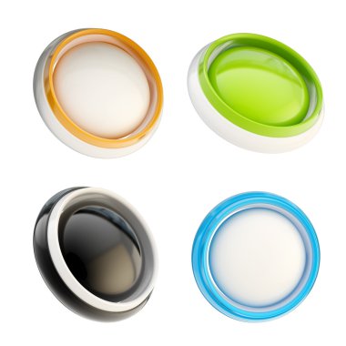 izole parlak plastik düğme kümesi