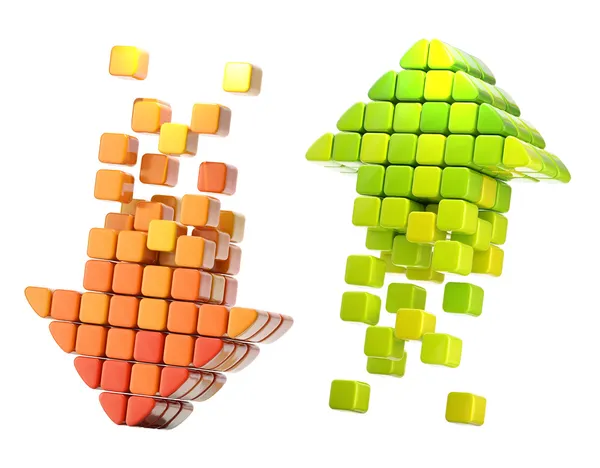 Pijlpictogrammen gemaakt van glanzend kubussen — Stockfoto