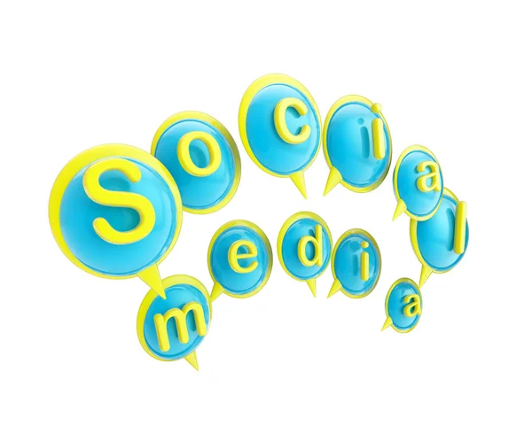 Słowo "social media" z tekstu pęcherzyki — Zdjęcie stockowe