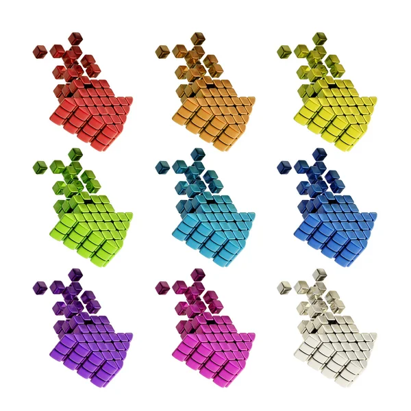 Colored metal arrows, set of nine — Stock Photo, Image