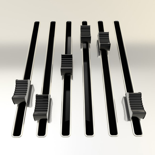 Блестящие металлические смесители с черными глянцевыми ползунками
