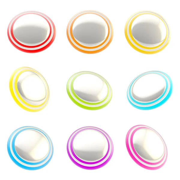 Chrome and rainbow colored glossy plastic round buttons — Stock Photo, Image