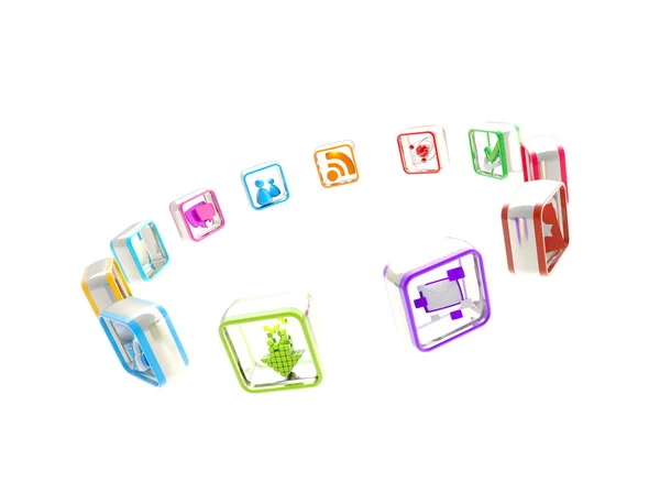 Set of mobile application icons isolated — Stock Photo, Image
