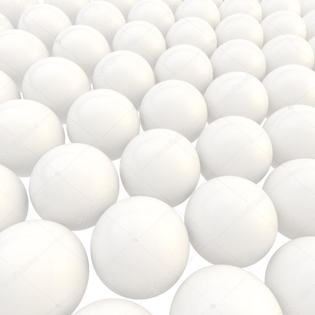 Abstract background made of white glossy spheres