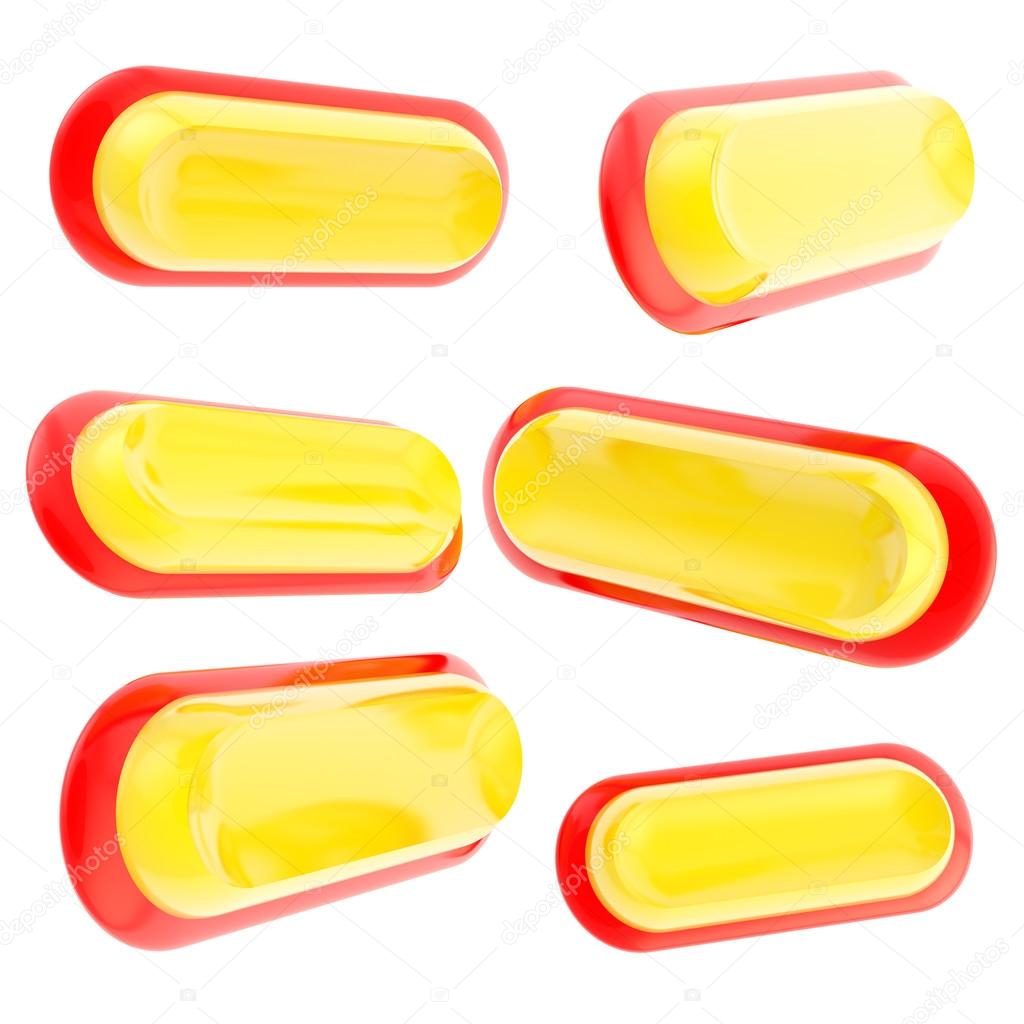 Six red and yellow banner copyspace template buttons
