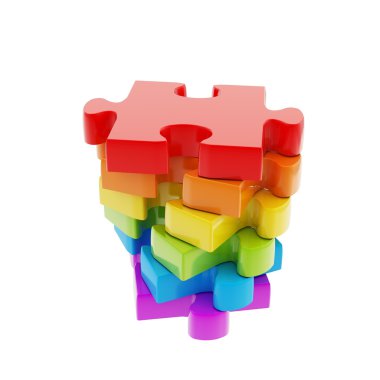 puzzle Yapboz parlak parçaları izole yığını