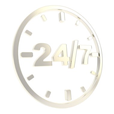 24-7 twenty four hour seven days a week emblem icon clipart