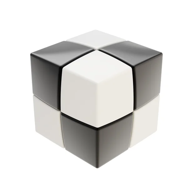 Abstrato composição cubo preto e branco isolado — Fotografia de Stock