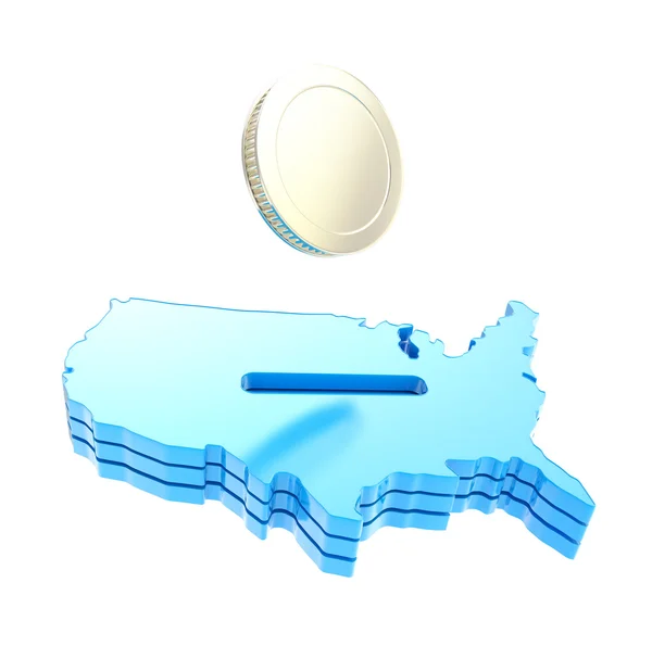 USA country shape as a moneybox with a golden coin — Stock Photo, Image