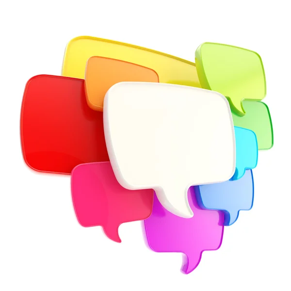 Cloud of speech text bubbles as copyspace plate isolated — Stock Photo, Image