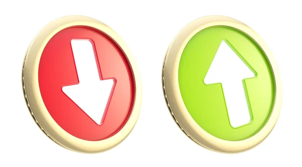 Up and down arrows as coin token isolated — Stock Photo, Image