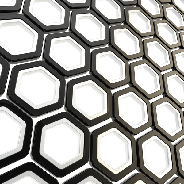 Segments hexagonaux brillants comme fond abstrait — Photo