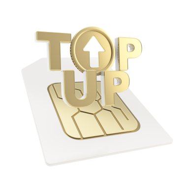 kontör amblemi simgesinin üzerine sim kart yonga microcircuit