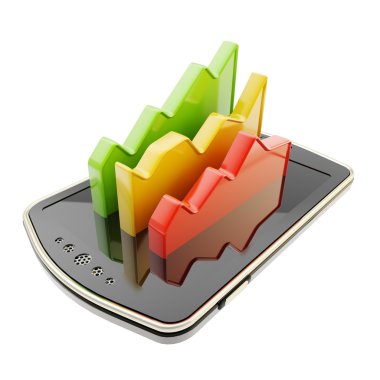 telefon ekran yüzeyi üzerinde istatistiksel veri göstergeler
