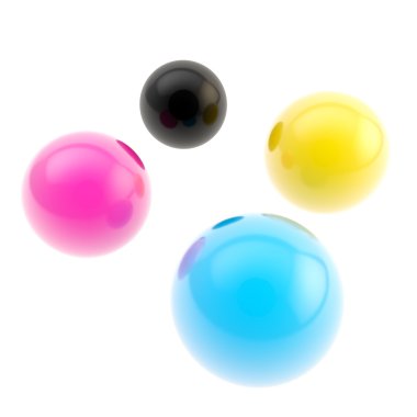 CMYK parlak küreler arka plan kompozisyonu renkli.