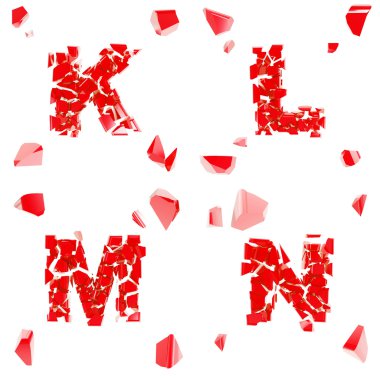 abc alfabe sembol parlak küçük parçalar halinde kırık