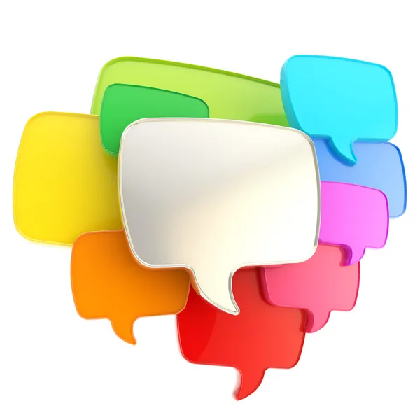 Cloud of speech text bubbles as copyspace plate isolated — Stock Photo, Image