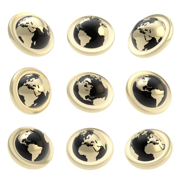Earth globe emblem tag in nine foreshortening — Stock Photo, Image