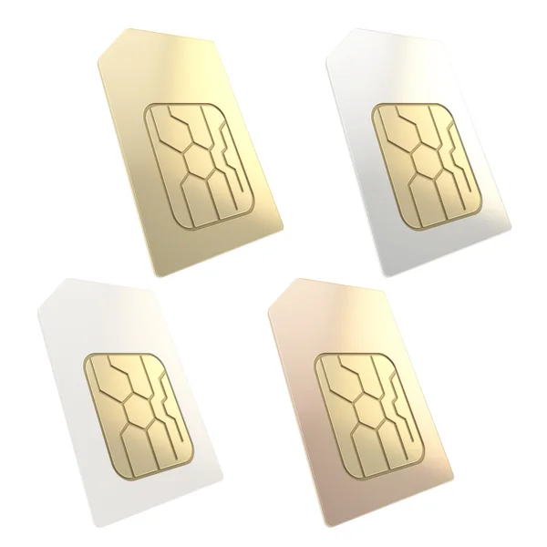 Telefono SIM card con microchip a circuito dorato isolato — Foto Stock
