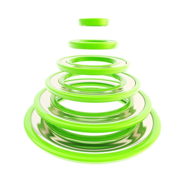 Kerstboom gemaakt van groene futuristische ringen — Stockfoto