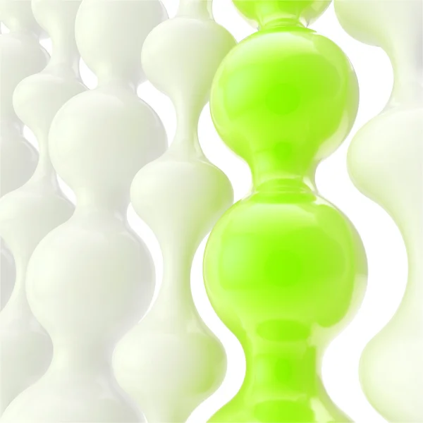 Verde e bianco ondulato forme lucide sfondo astratto — Foto Stock