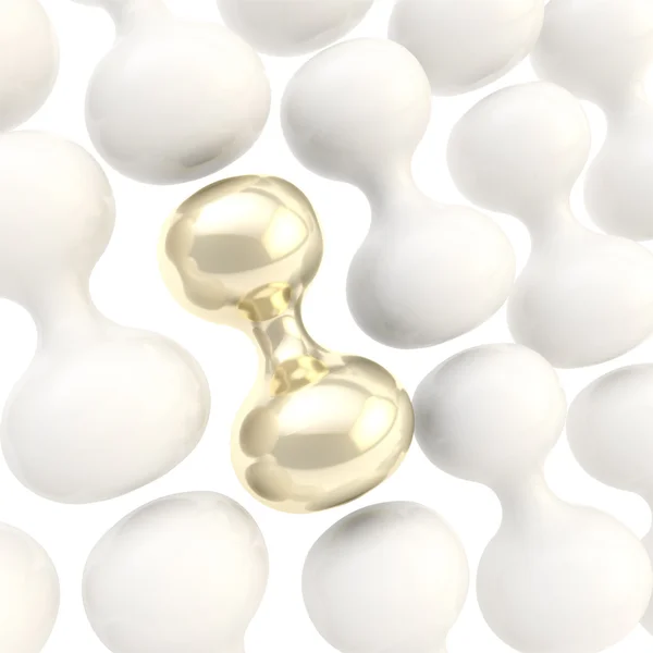 Biały błyszczący plastik i złoty abstrakcyjne kształty — Zdjęcie stockowe
