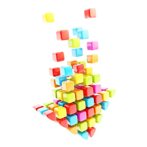 Parlak renkli küpler yapılan download ok simgesi — Stok fotoğraf