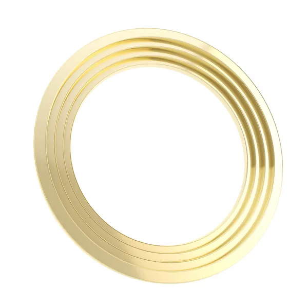 Copyspace círculo redondo metal brilhante moldura dourada isolada — Fotografia de Stock