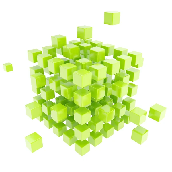 Fond abstrait fait de composition cubique verte — Photo