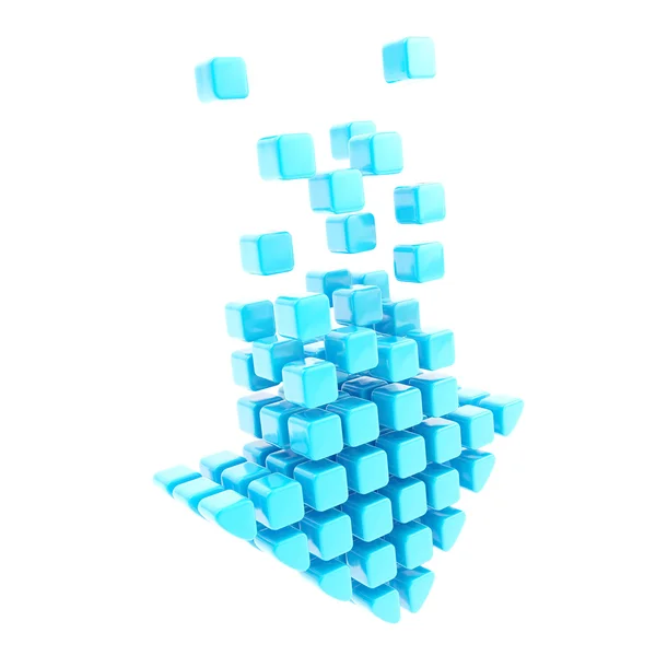 Upload technology arrow icon emblem made of blue cubes — Stock Photo, Image