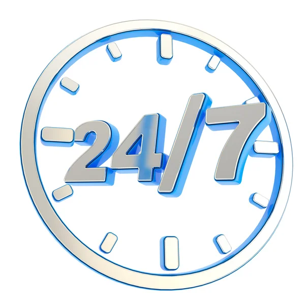 24-7 twenty four hour seven days a week emblem icon — Stock Photo, Image