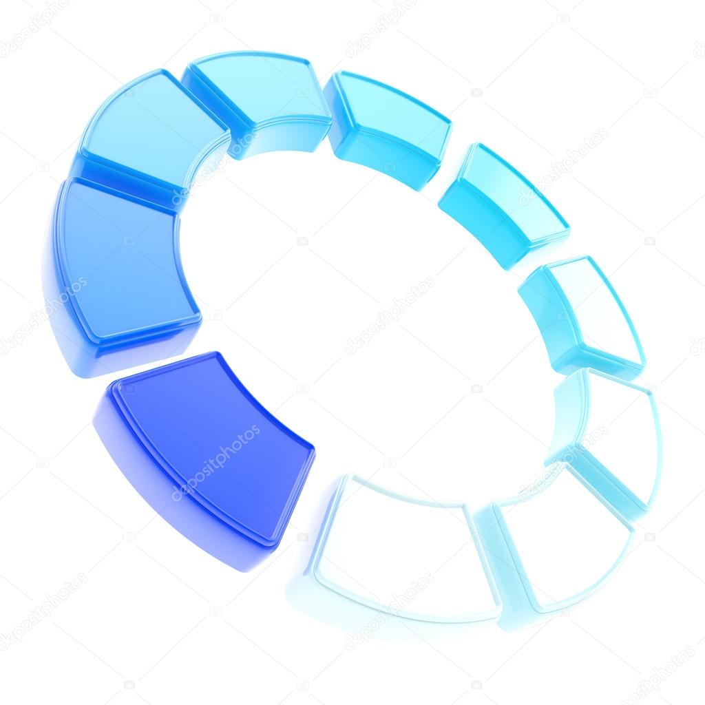 Round circle frame made of ten segments isolated