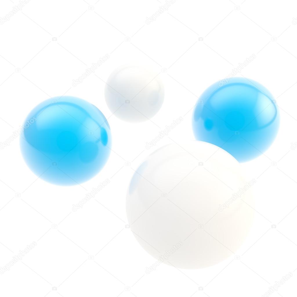 White and blue spheres composition as abstract background