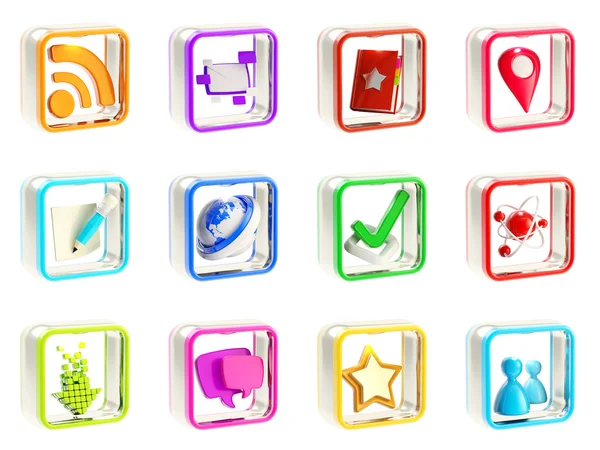 Mobile app icon application emblems isolated — Stock Photo, Image