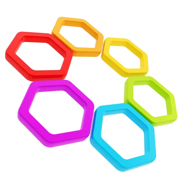 Six part composition made of hexagon segments isolated — Stock Photo, Image