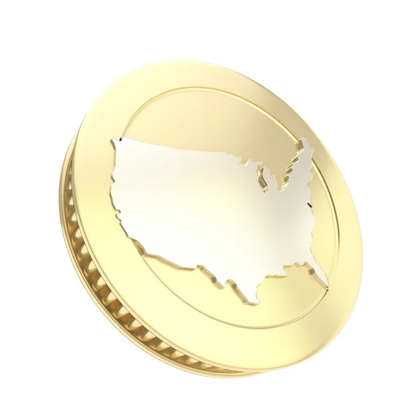 Golden coin isolated with usa country silver shape — Stock Photo, Image