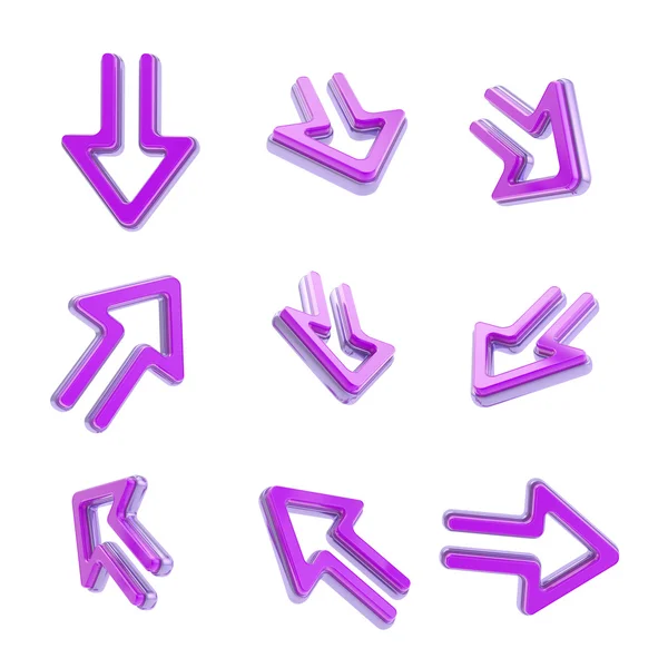 Icônes en forme de flèche, ensemble de neuf positions — Photo