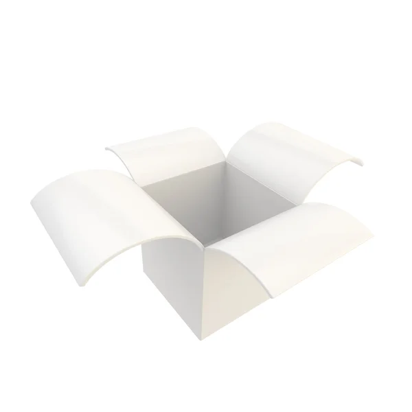 Parlak paket koli kutu üzerinde beyaz izole — Stok fotoğraf