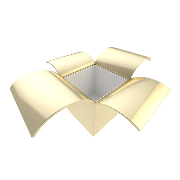 Glanzende pakket perceel box geïsoleerd op wit — Stockfoto