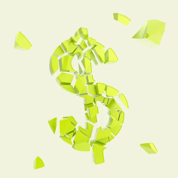 Dollar currency symbol broken into tiny pieces isolated — Stock Photo, Image